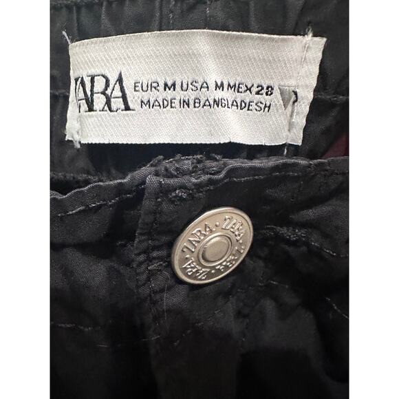 Zara Y2K Women's Wide Leg Cargo Pants Trousers Streetwear Gorpcore Black, size M - Picture 2 of 8